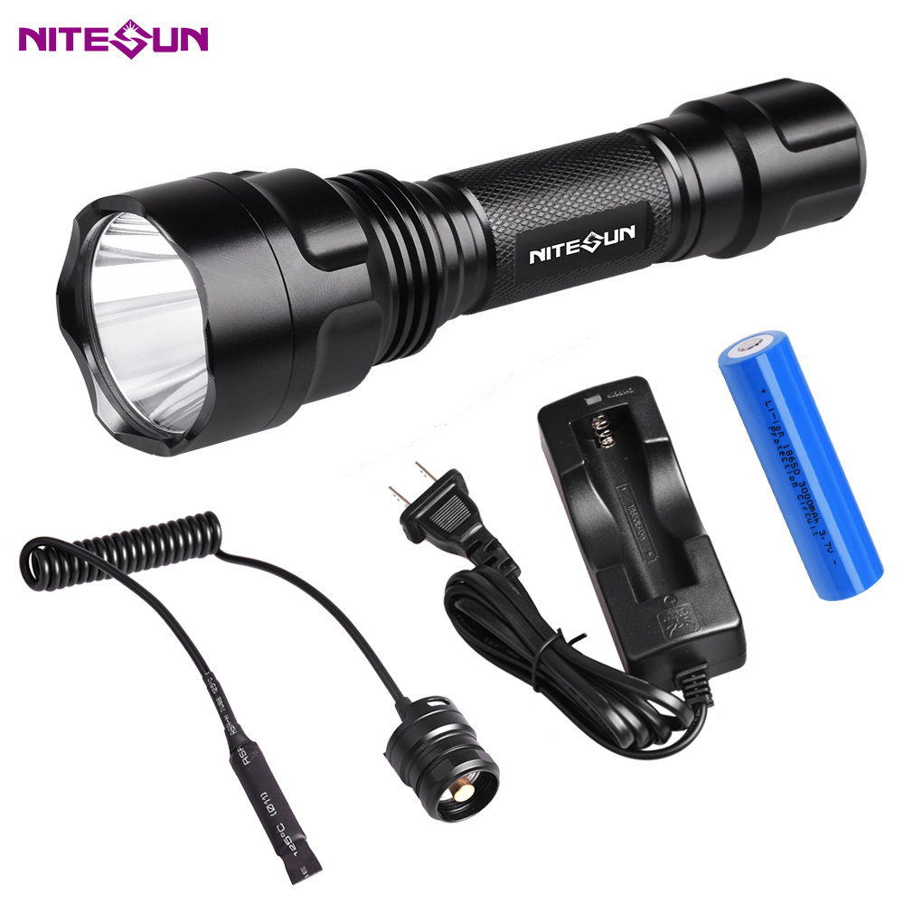 Nitesun Custom B88 Green color rechargeable powerful 1000 lumens waterproof led Hunting torch flashlight