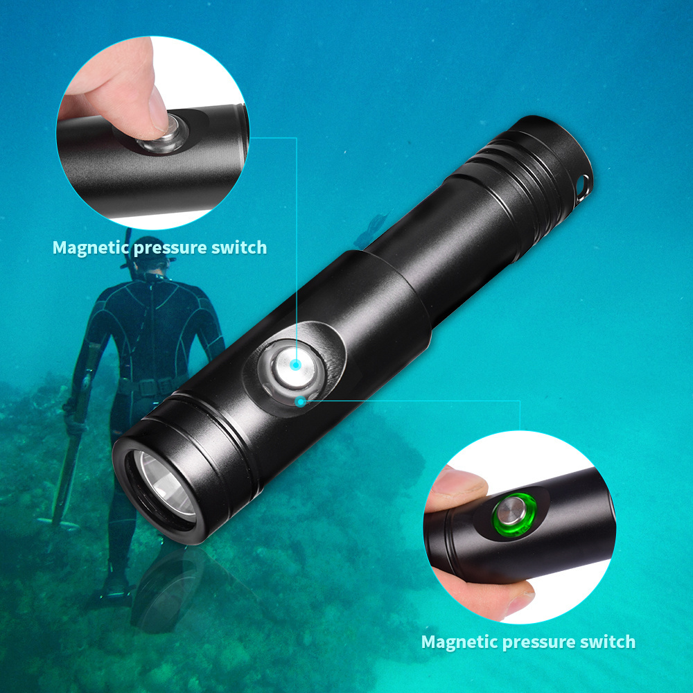 1000 Lumen IP68 Aluminium Underwater Diving Lamp Handheld Spearfish Led Torch Rechargeable Lantern Waterproof Light Flashlight