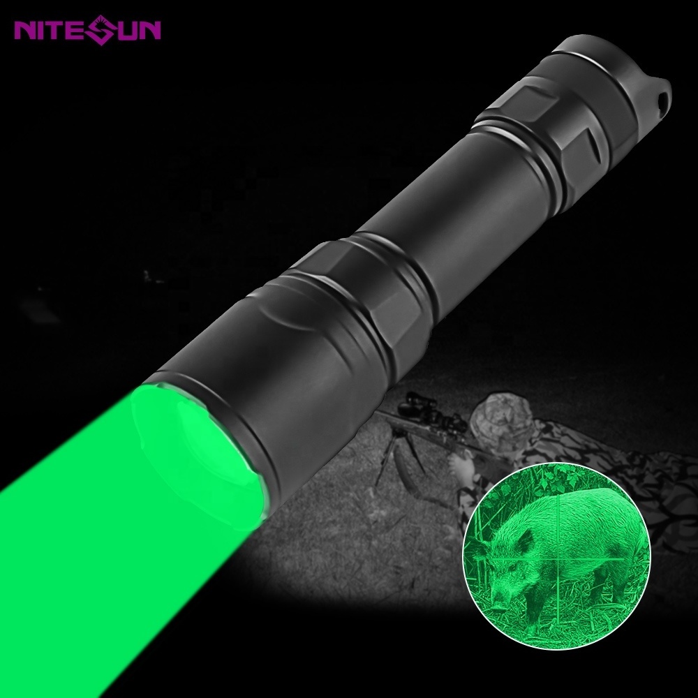 Nitesun zoomable HT09 green color hunting light torch rechargeable led light outdoor IP68 waterproof flashlight lamp