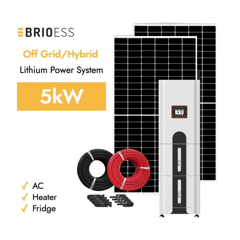 Brioess 5kw 8kw 10kw Complete Residential renewable Hybrid Solar Power System For Home  Solar Panel generator