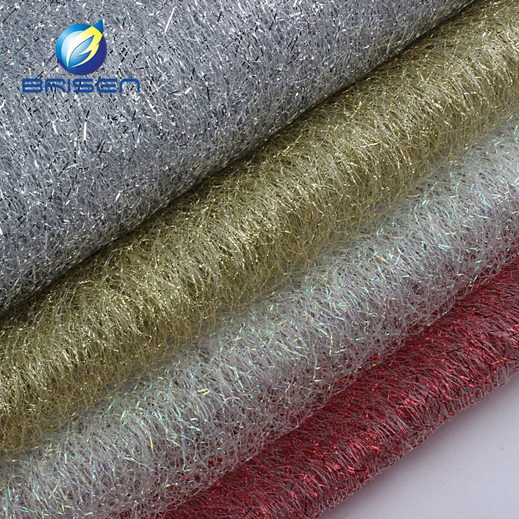 wholesale 100% nylon silver champagne mesh tulle fabric,Christmas decoration glitter gold or silver metallic fabrics