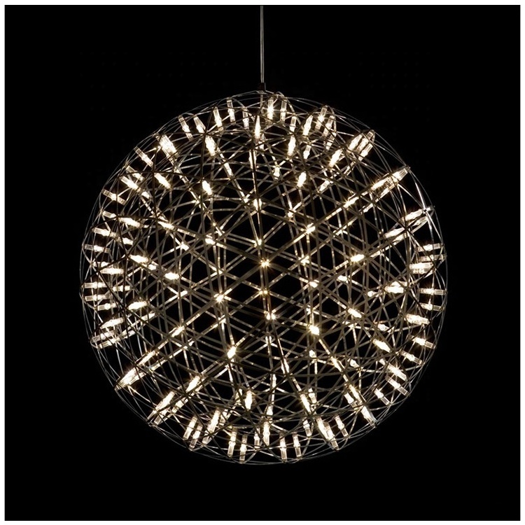 Modern Creative Decoration Firework Stainless Steel Large Ball pendant light led Fixtures Lamps for Hotel Hall