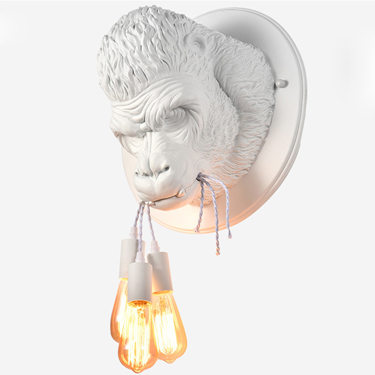 Decorative gorilla statue animal wall led light for restaurant hotel coffee shop bar wall lamp