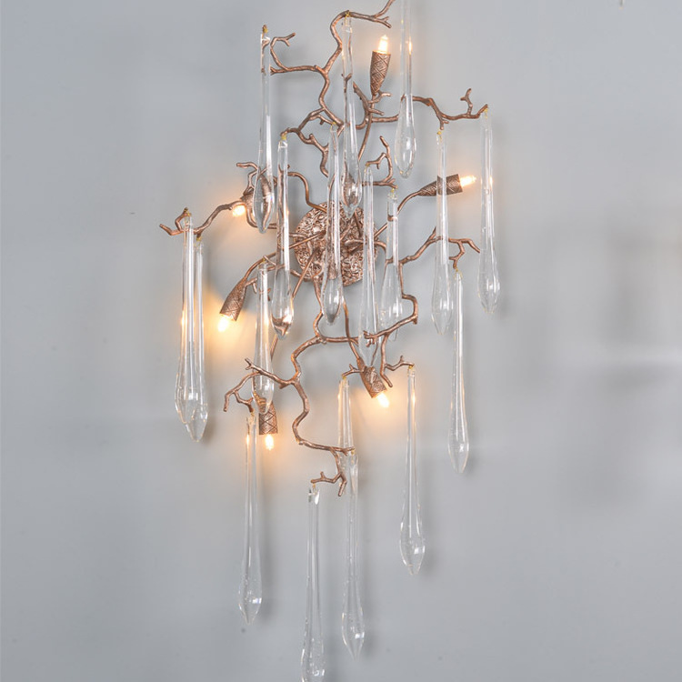 European Style crystal copper LED Wall Lamp 100% Handmade Art Wall Light for home decoration