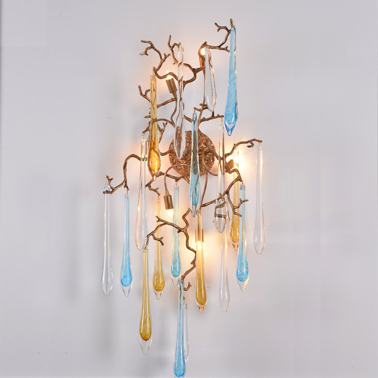 European Style crystal copper LED Wall Lamp 100% Handmade Art Wall Light for home decoration