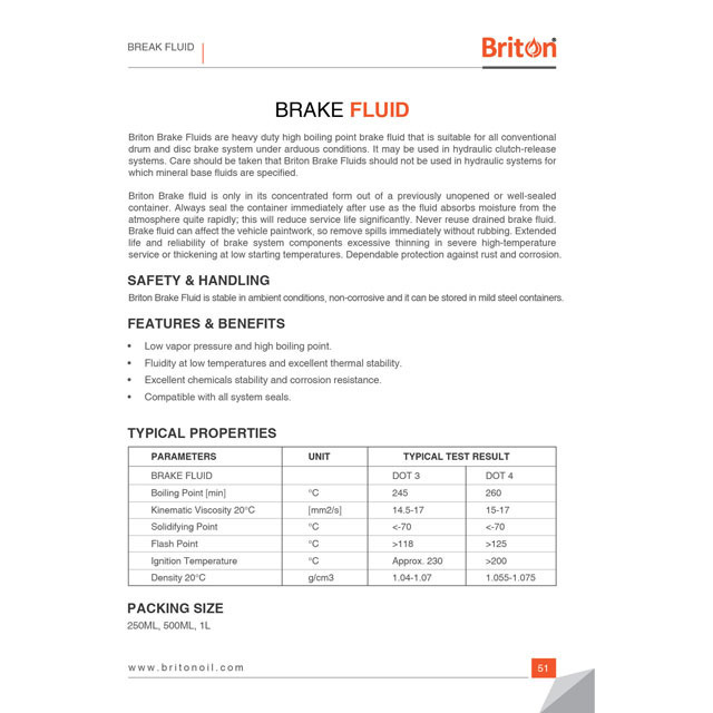 High Boiling Point Briton DOT 4 Brake Fluid Heavy Duty Hydraulic High Performance from Dubai