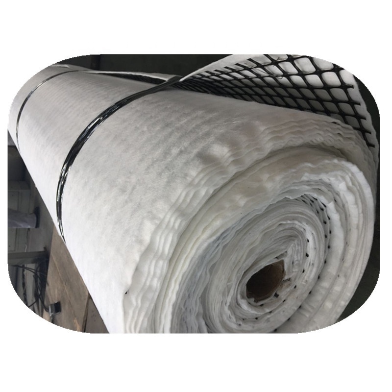 30/30kn PP Combigrid biaxial geogrid composite with 100g non woven geotextile