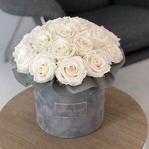 Custom design high end velvet preserved roses love flower bouquet box packaging flowers shipping boxes 2020 rose flower boxes