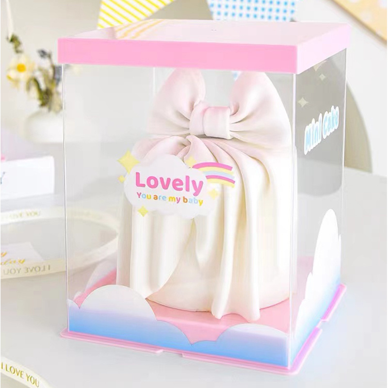 Tall Transparent plastic clear cake packaging box square wedding pop bakery Dessert Baking Food Container