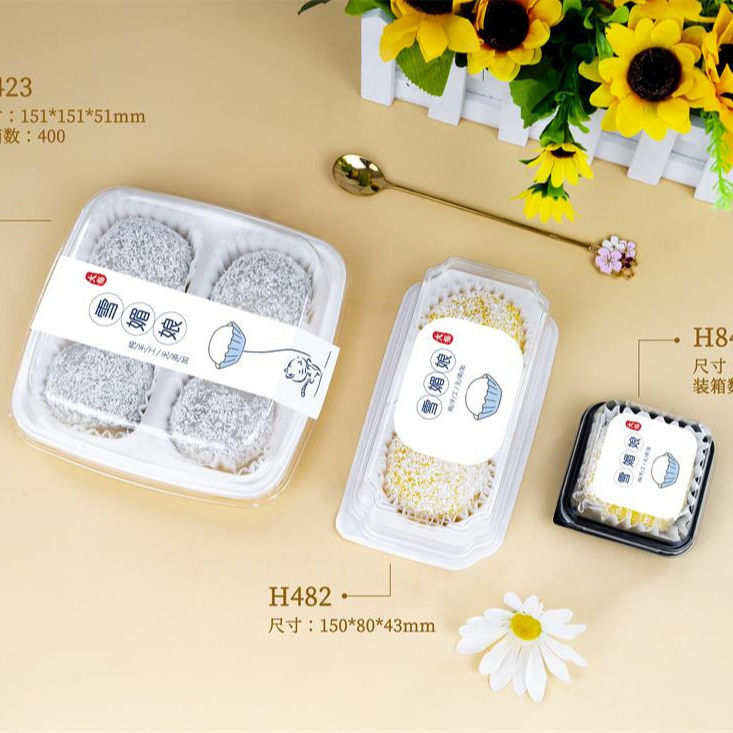 Hot Sell Cavities Mochi Containers Plastic Mooncake Tray With Transparent Lid Food Packaging Box Pastry Blister Box