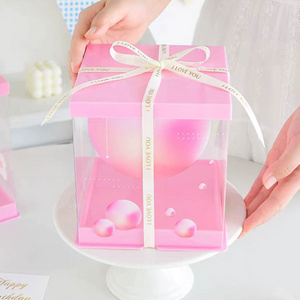 Tall Transparent plastic clear cake packaging box square wedding pop bakery Dessert Baking Food Container