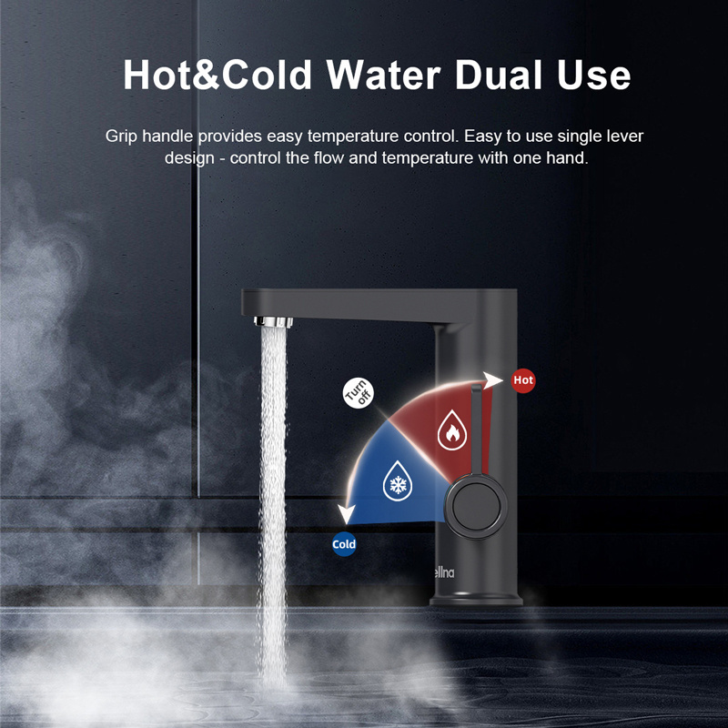 Briwellna 220V 3200W Bathroom ABS Electric Water Heater Tap Instant Hot Water Faucet with Digital Temperature Display