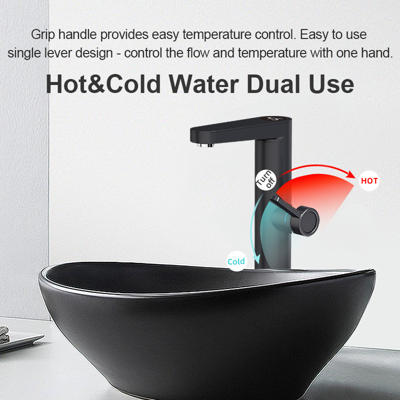 Briwellna 3.2kW IPX4 New Design Bathroom Hot Water Tap Instant Heating Electric Water Faucet with LED Display