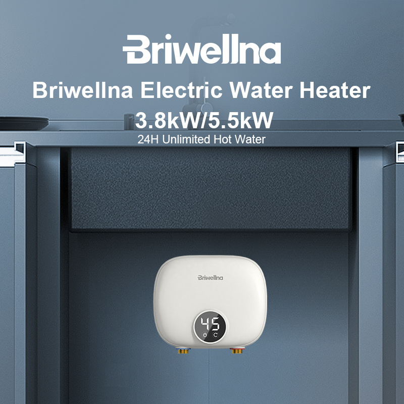 Briwellna 220V 5500W Instant Electric Water Heater Tankless for Kitchen and Bathroom