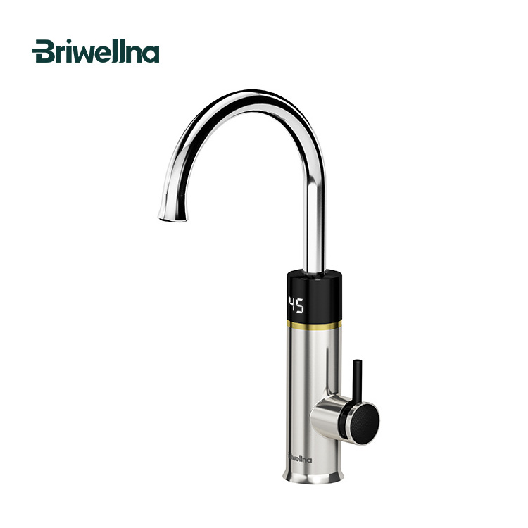 Briwellna Instant Hot Water Faucet 3.2kW Stainless Steel 304 Instant Water Heater Tap for Kitchen with Digital Display