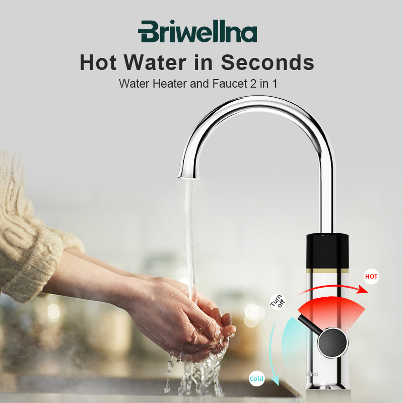 Briwellna 220V 3200W High Quality Kitchen Instant Electric Heating Tap Water Heater Faucet with 360 Spout