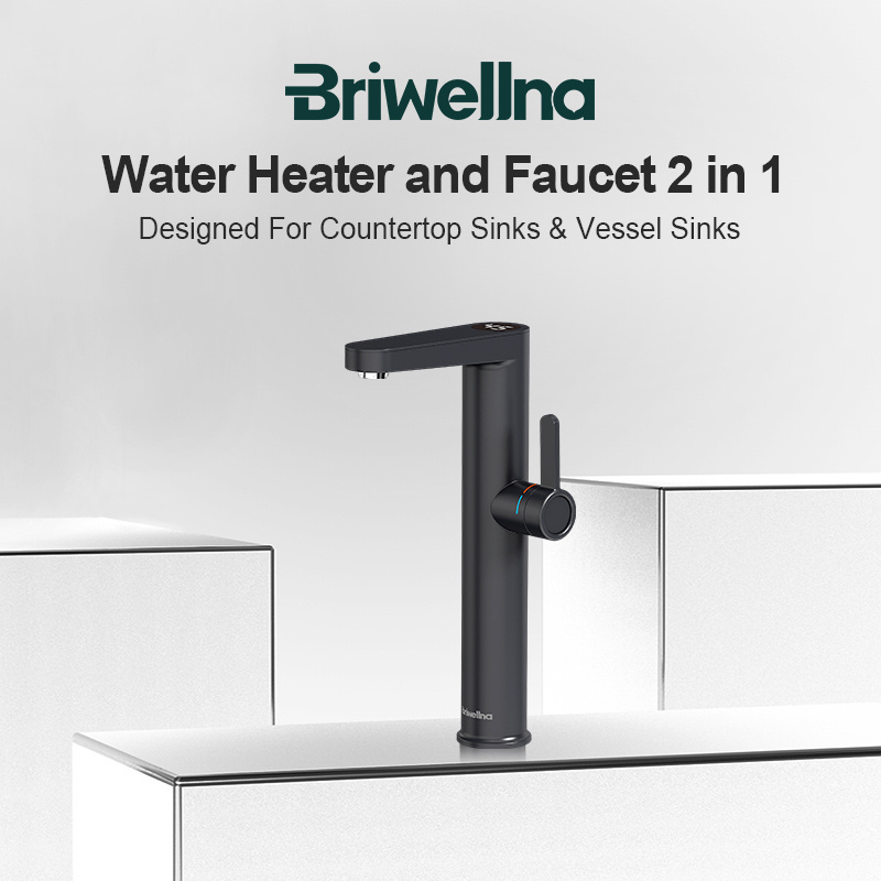 Briwellna 3.2kW IPX4 New Design Bathroom Hot Water Tap Instant Heating Electric Water Faucet with LED Display