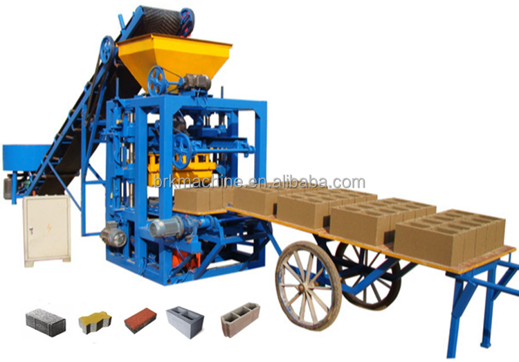 Paving brick making machinery QT4-24 semi automatic manual concrete hollow block moulding machine