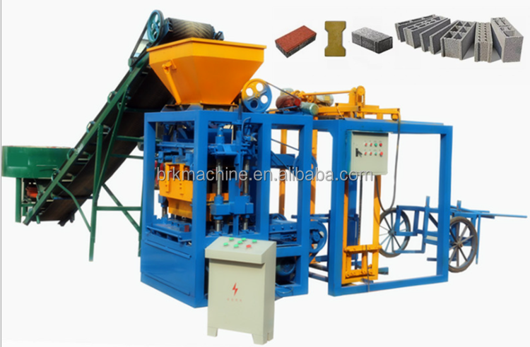 Paving brick making machinery QT4-24 semi automatic manual concrete hollow block moulding machine