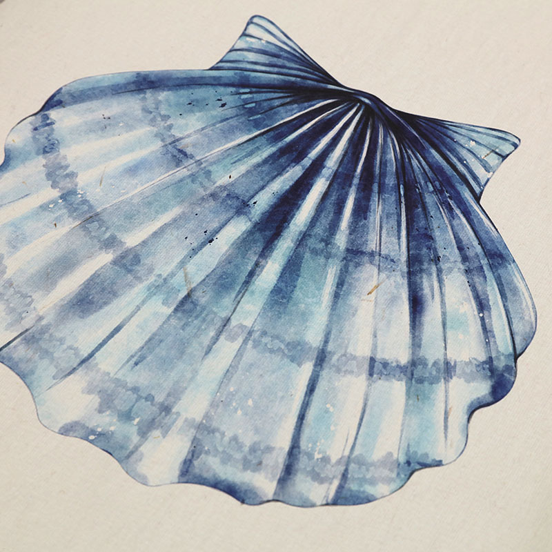 Blue Seashell Paper Painting Art Decorative Home Decor Kitchen Wall Art