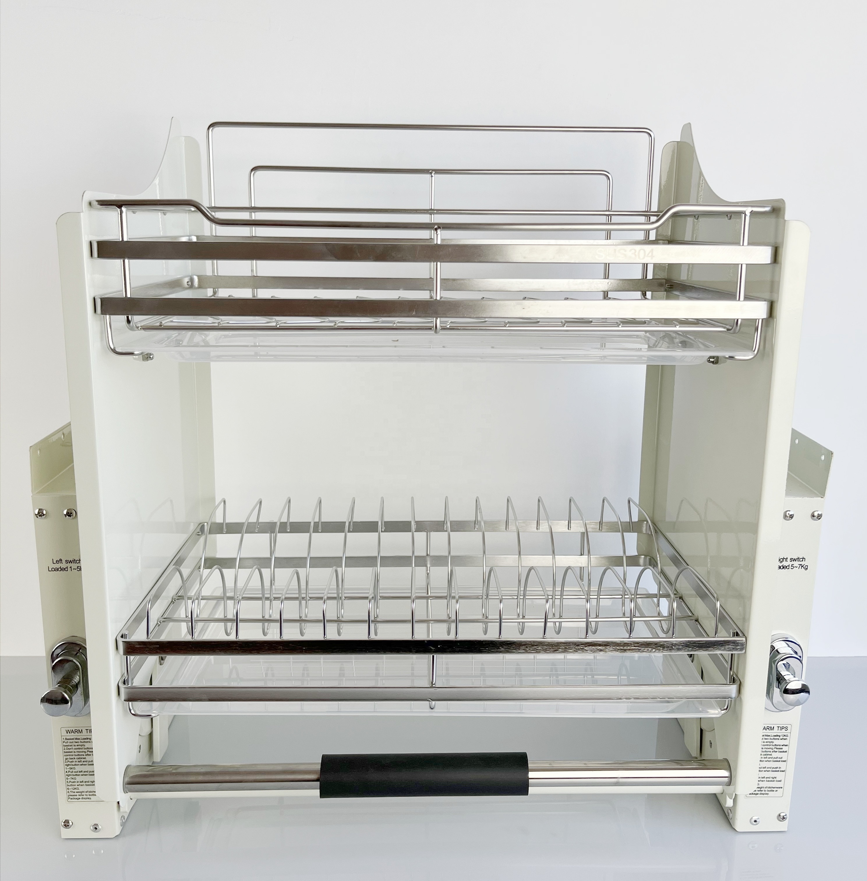 Kitchen cabinet accessories stainless steel lifting up storage Pull Down Elevator Basket