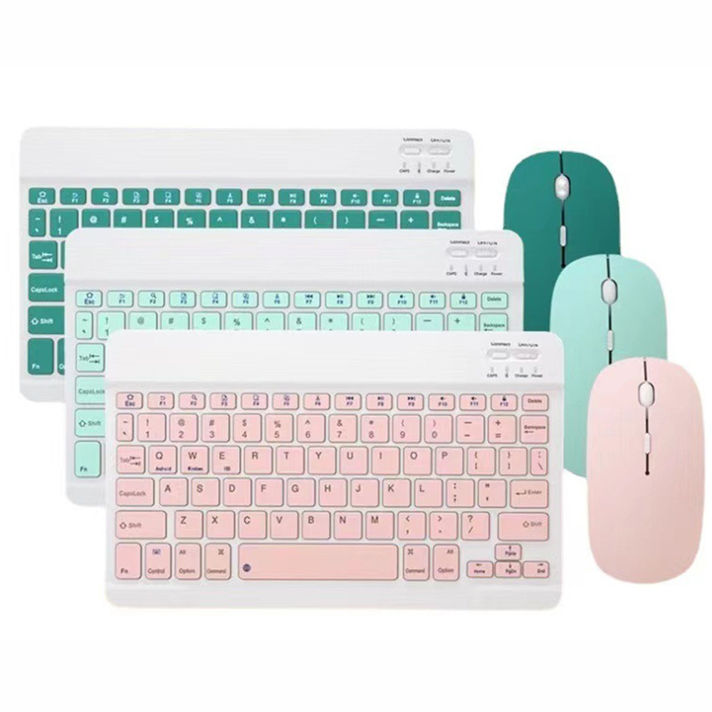 Hot Sales Multi-color 10 inch Bluetooth Keyboard And Bluetooth Mouse Combos Set for IPad Iphone Smartphone Tablet PC Smart TV