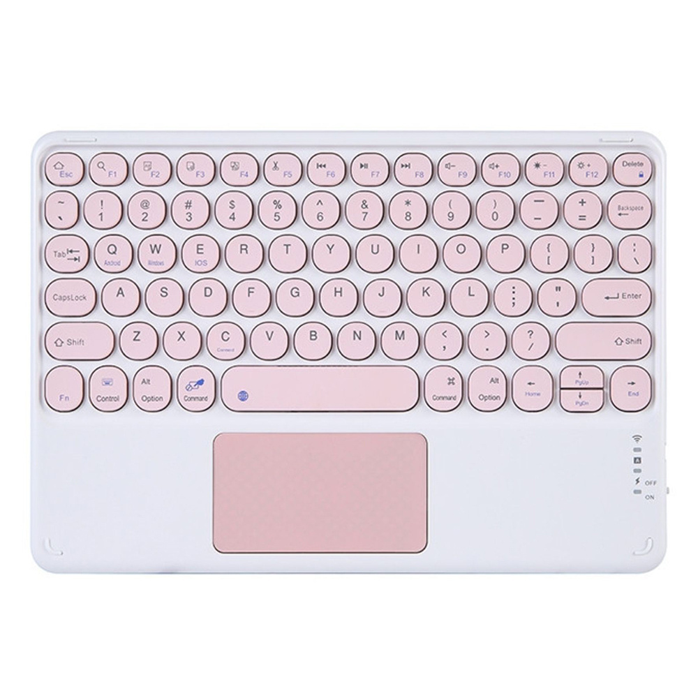 Hot Sales Multi-color 10 inch Retro Round keys Touchpad Bluetooth Keyboard for IPad Iphone Smartphone Tablet PC Smart TV