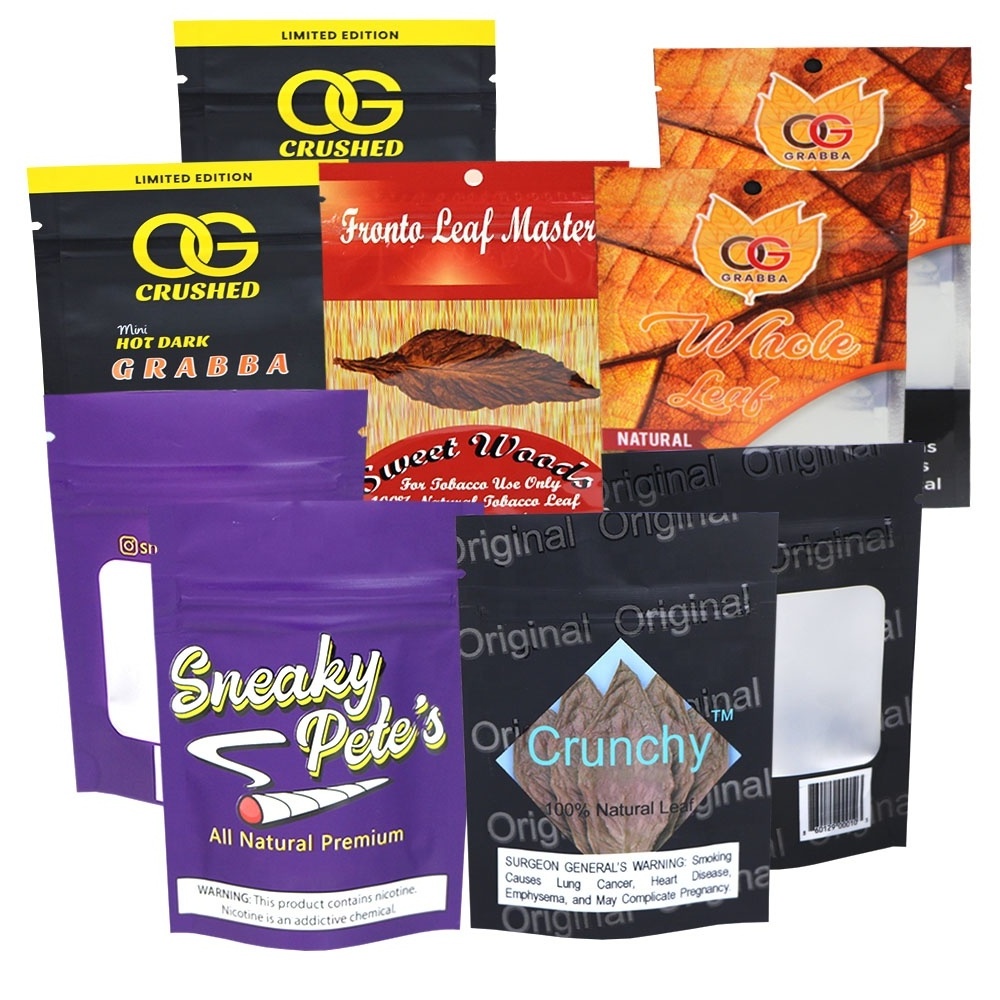 Empty OEM OG Grabba Crushed Fronto Leaf Whole Leaf Wraps Bags With Folding Display Paper Box With Tear Off Lines