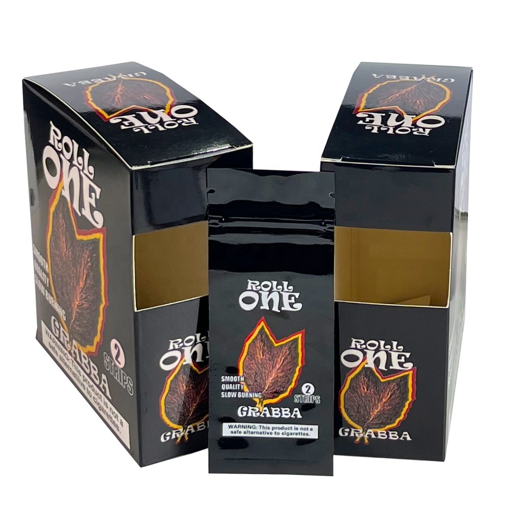 Empty OEM OG Grabba Crushed Fronto Leaf Whole Leaf Wraps Bags With Folding Display Paper Box With Tear Off Lines