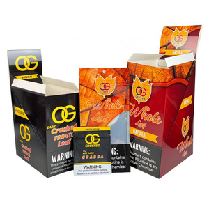 Empty OEM OG Grabba Crushed Fronto Leaf Whole Leaf Wraps Bags With Folding Display Paper Box With Tear Off Lines