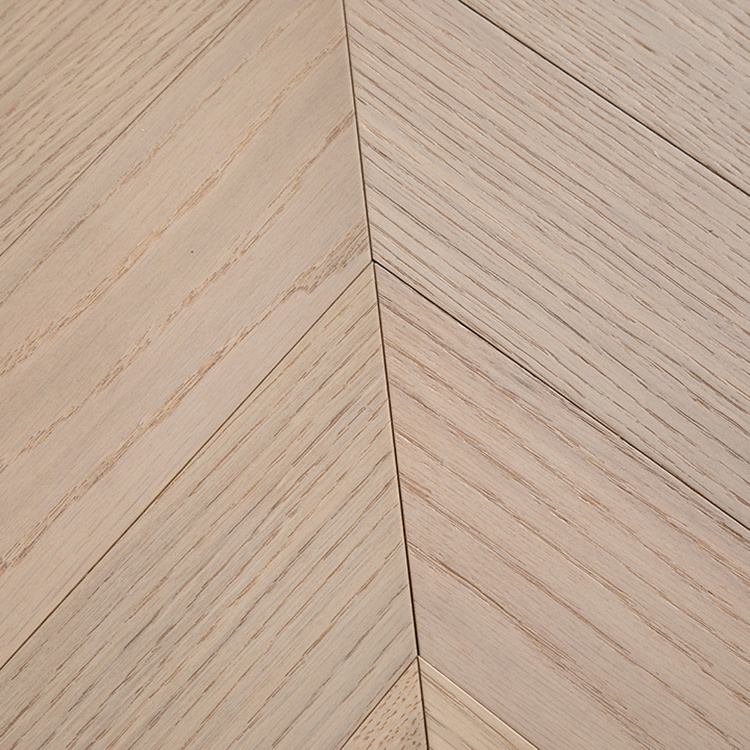 Villa decor Indoor white oak prefinished chevron solid wood flooring