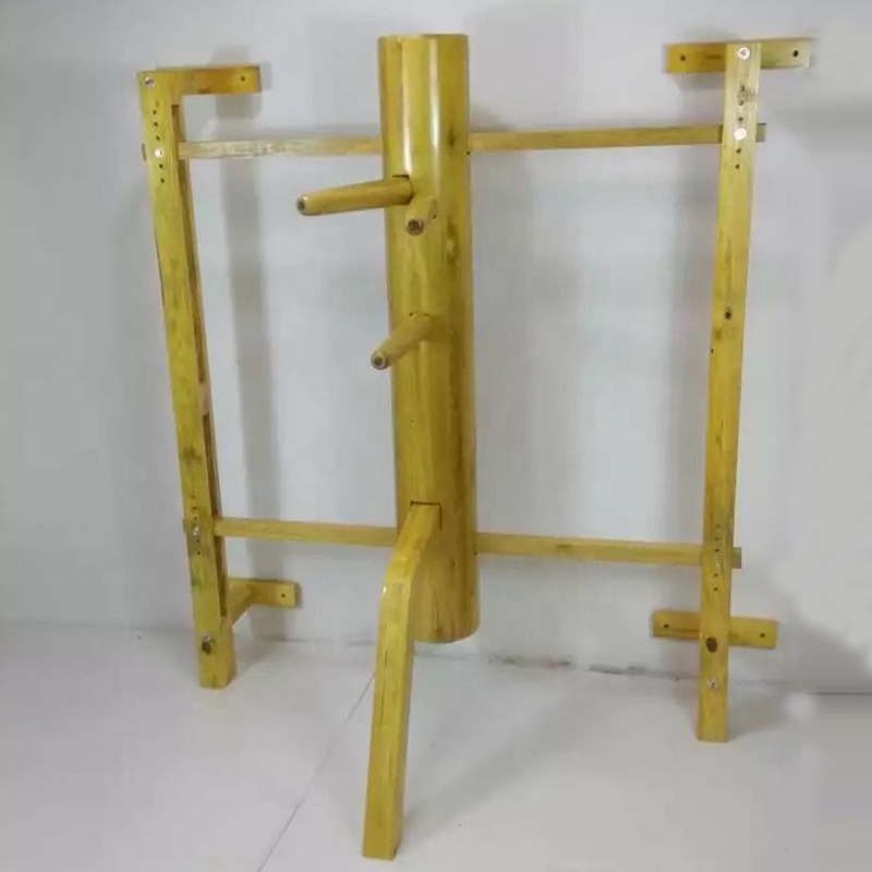 gym save space wall wooden dummy on corner height adjustable wing chun training wood dummies