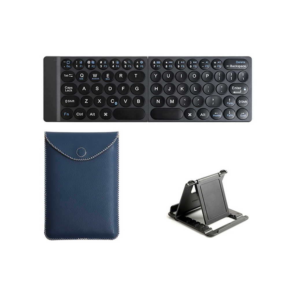 Black Thin keyboard with PU bag wireless keyboard Foldable Portable Mobile Phone Tablet Keyboard