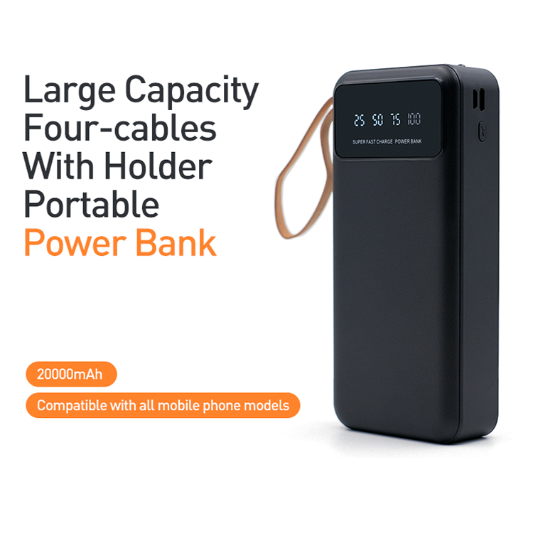 Wholesale good quality ideo power bank 20000mah phone power bank with built-in cable