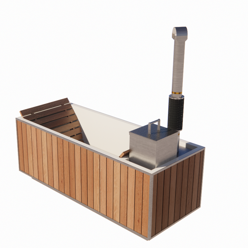 Outdoor red cedar wood burning hot tub for garden stainless steel inner Wood fired bathing tub