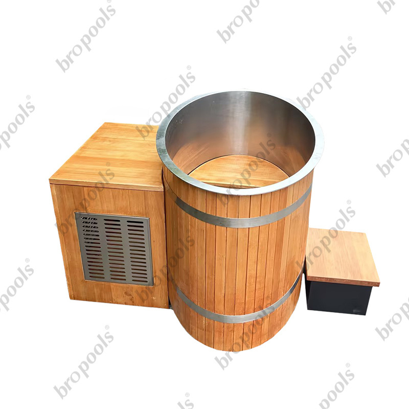 Red Cedar Stainless Steel Cold Plunge One Person Size Cold Plunge Longevity Tub With Chiller