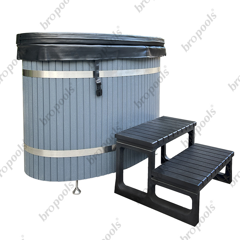 Bropool Red Cedar Stainless Steel Cold Plunge One Person Size Cold Plunge Longevity Tub