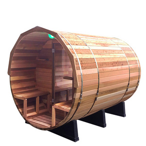 Cedar Outdoor Barrel Steam Sauna Room Traditional Sauna Room Wood Modern Solid for Sale Red Wood Color ROHS Dry Steam Sauna Bath