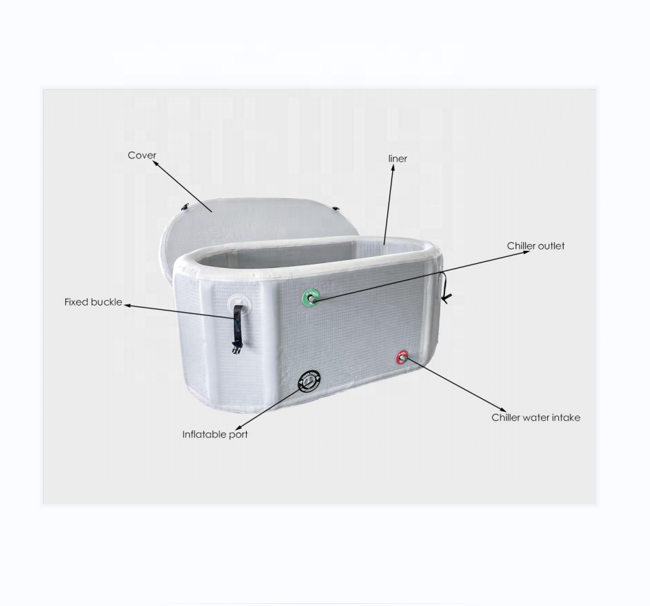 Eco-Friendly Pvc Foldable Stand Alone Inflatable Ice Bath Pool With Cold Plunge Chiller 1.0HP For Sports Recovery