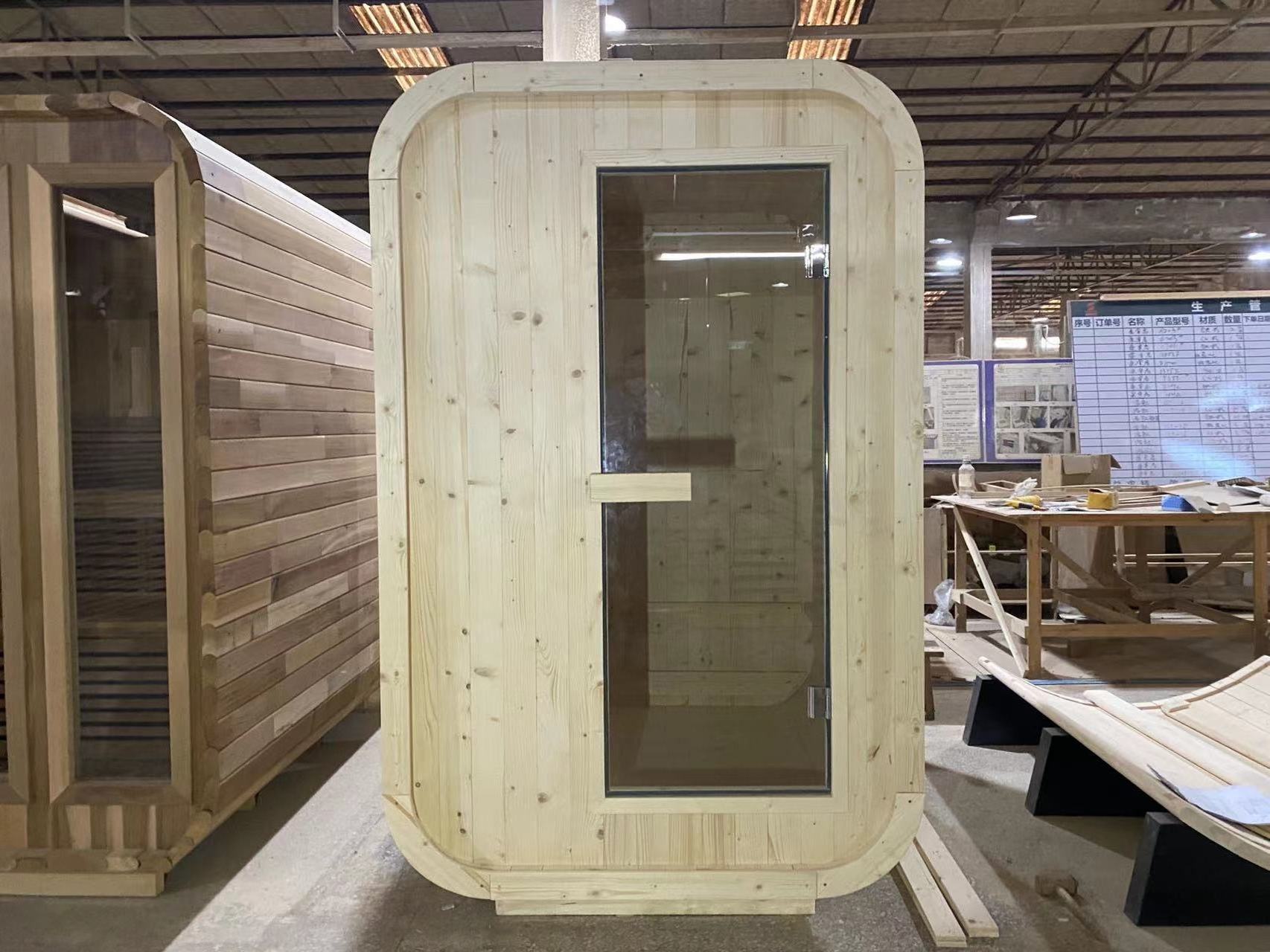 Modern Design  2 Person Solid Wood Outdoor Sauna in Cube design Room Steam  Mini Sauna