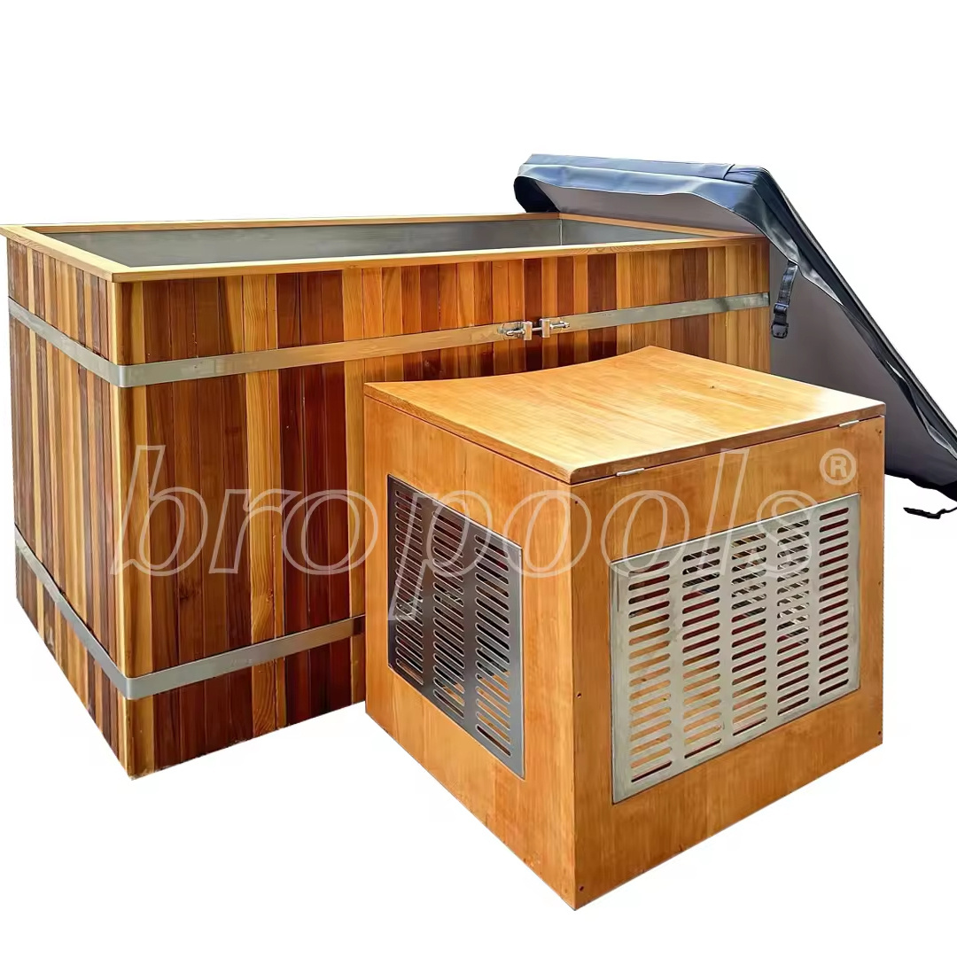 Bropool Red Cedar Wood Tub for Athletic Recovery, Equipped with Cold Plunge and Ice Bath Chiller System