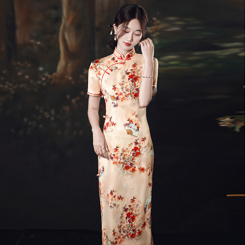 Traditional Chinese Qipao Dress Women Sexy Slim Split Long Cheongsam Plus Size Satin Vestidos Asian Clothing