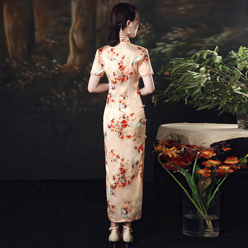 Traditional Chinese Qipao Dress Women Sexy Slim Split Long Cheongsam Plus Size Satin Vestidos Asian Clothing