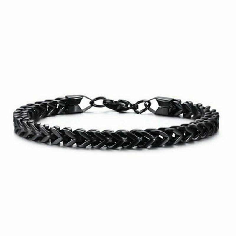 Mens Simple Stainless Steel Curb Cuban Link 6MM Chain Bracelets for Man Wrist Jewelry