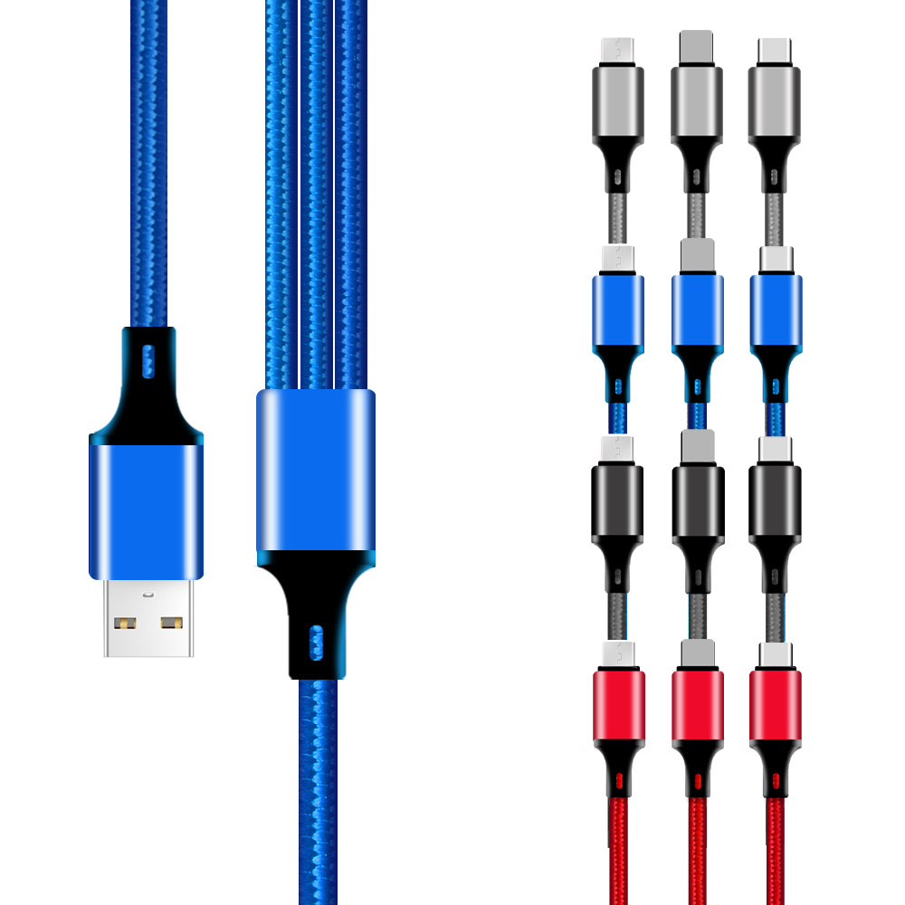 Durable Data 3 in 1 Fast USB Charging Cable Universal Multi Function cell phone/Type-C/Android Charger Cord