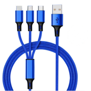 Durable Data 3 in 1 Fast USB Charging Cable Universal Multi Function cell phone/Type-C/Android Charger Cord