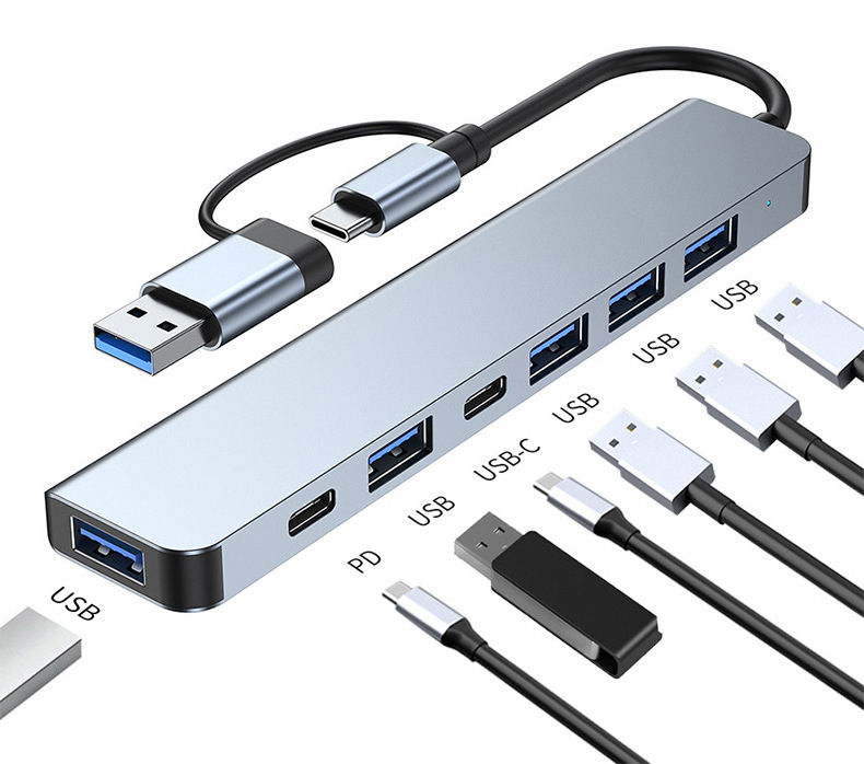 7 in1 Usb C Hub splitter usb data usb3.0 hub adapter  docking station Type c 2.0 type-c Data hub For Computer Laptop