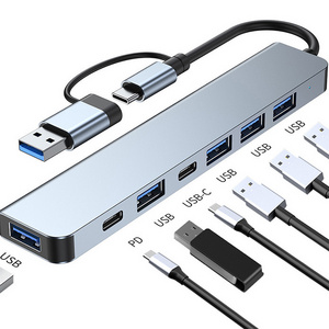 7 in1 Usb C Hub splitter usb data usb3.0 hub adapter  docking station Type c 2.0 type-c Data hub For Computer Laptop