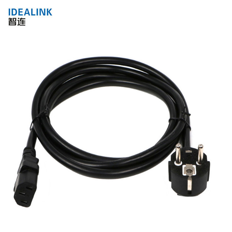 Custom EU power extension cord 3 pin computer EU plug with C13 end Flexible  3 power Euro Ac  extension cable