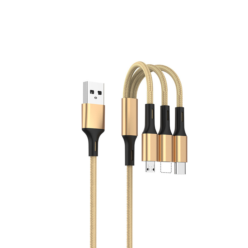 Durable Data 3 in 1 Fast USB Charging Cable Universal Multi Function cell phone/Type-C/Android Charger Cord